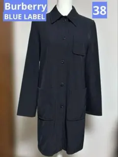 美品　バーバリーブルーレーベル ロングコート メガチェック アンゴラ混　黒　S 2025年最新】BURBERRY BLUE LABEL レディース ロングコートの