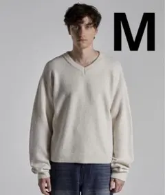 【Parts Lab.】ベーシックニットプルオーバー オフホワイト Mサイズ