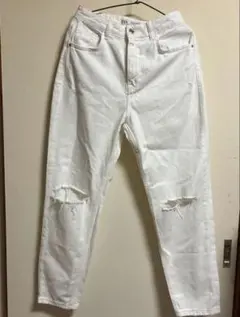 ZARA ホワイト ダメージ加工 ジーンズ