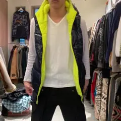 RealBvoice L リバーシブル フーディー ダウンベスト ファーベスト