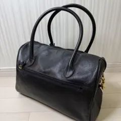 レザーボストンバッグ ブラック 本革風　黒 レザー調 大容量