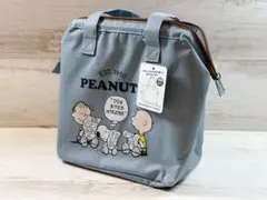 スヌーピー PEANUTS がま口 保冷保温 ランチバッグ 新品 ブルー