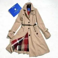 美品　ブルーレーベルクレストブリッジ　トレンチコート　ノバチェック　キャメル