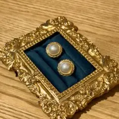 【再入荷】天然白蝶マベ真珠ピアス 15mm菱格子デザイン 微細痕あり/K18GP
