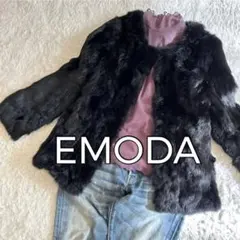 美品⭐︎EMODA ラビットファー　ミディアムジャケット　黒　Ｍ