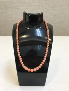 ピンク珊瑚のネックレス　シルバー刻ありI.2178