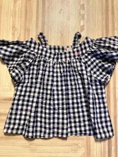 《メゾピアノ》チェック柄オフショルダー 140