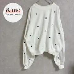 グレイル　長袖スウェット　トレーナー　クルーネック　総柄　ハート刺繍　裏起毛