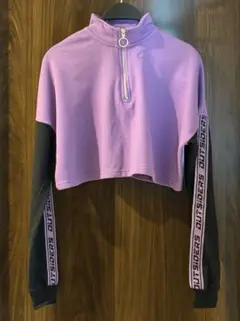 ハーフジップ クロップドスウェット