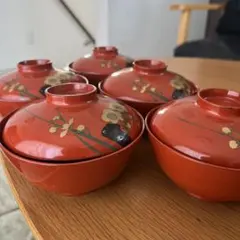 会津塗 吸物椀 5客セット 木箱付 漆器 金彩 蒔絵 - メルカリ