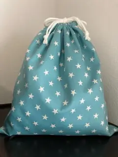 巾着袋　グリーン星柄