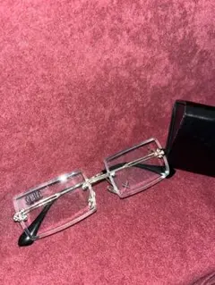 【自作カスタム】リムレス スクエア サングラス（クリア）GRADE刻印入り