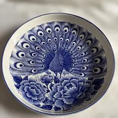 青い孔雀と松の陶器皿　有田焼　大皿 ☆ 陶磁器 有田焼 青絵染付 松柄山水図 大皿 盛皿 皿 大鉢 盛鉢 鉢 13