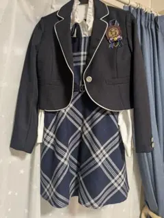 ネイビー系チェック フォーマルドレスセット