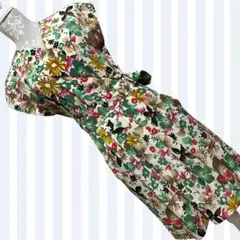 美品　ロイスクレヨン　カシュクール　ワンピース　フレンチ袖　花柄　日本製