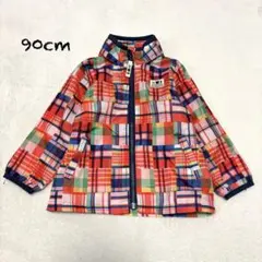 【ミキハウス ホットビスケッツ】チェック柄 ナイロンジャケット 90 羽織 派手