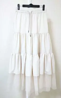 ナイロンチュールティアード ロングスカート