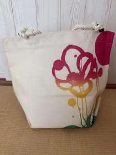 キャンバス トートバッグ ロープハンドル 花柄のサムネイル