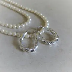 新品 Silver925 ツイスト フープピアス シルバーアクセ レディース