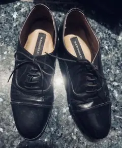 黒 レザー ドレスシューズ 中ヒール