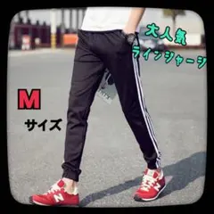ジョガーパンツ スキニージャージ テーパード 3本ライン Mサイズ
