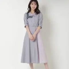 【3/25まで】レディアゼル 【完売商品】 配色トレンチワンピース グレー S