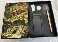書道セット 習字道具 硯箱 筆 墨 和柄 黒