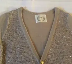 新品　ロペピクニック　スパンコール装飾 長袖カーディガン　ベージュ　M