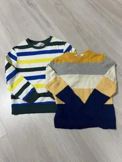 H&M カラフルストライプ長袖トレーナー2点セット　120