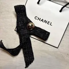 ☆新品☆CHANEL ブラックツイード チャームリボン2025クリスマス限定