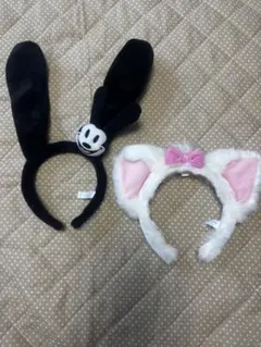 黒ウサギと白猫耳カチューシャセット