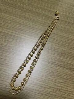 ゴールド　ビーズチェーン　ネックレス