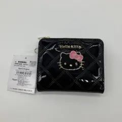 【新品未使用】ハローキティ エナメル ブラック 折財布 2つ折り財布
