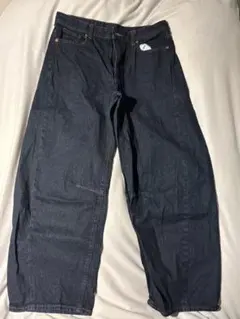 GU ネイビー バレルレッグジーンズ XL