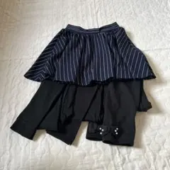 美品☆ストライプ フレアスカート&裏起毛スパッツ含3本130cm
