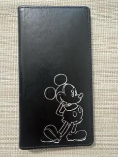 スマホケース　手帳型　ディズニー　ミッキー　黒