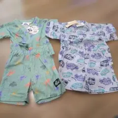 新品　未使用　恐竜柄 甚平 車　2枚セット　80cm