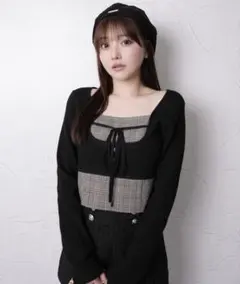 LIPSERVICE コルセットチェックトップス