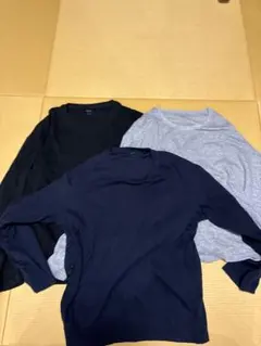 長袖カットソー 3枚セット 黒 ネイビー グレー