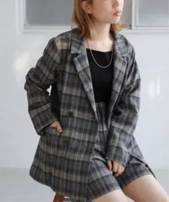 レイカズン　チェックアソートダブルジャケット　パンツ　セットアップ