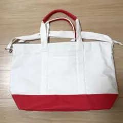 LANCOME ノベルティ 2wayトート 大容量 ピンク×白 非売品 　中古