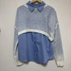 pom ponette AMI モヘアタッチニット×シャツセット