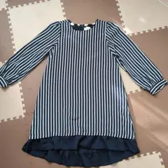 七分袖ストライプワンピース 130