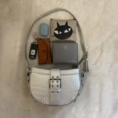 シルバー クロコダイル風ショルダーバッグ