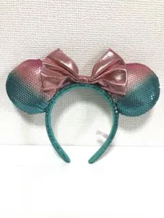 ミニーマウス スパンコールカチューシャ(ピンク×エメラルドグリーン)