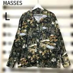極美品！MASSES マシス キノコプリント総柄長袖シャツ L コットン100%のサムネイル
