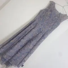 ドレス ブルー アイスブルー 美品 結婚式 腰紐パーティ ロング 花柄