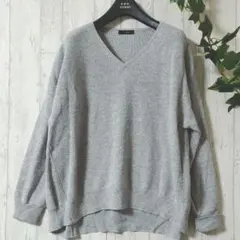 美品✨7-IDconcept ニット M グレー ウール100% 上質 オフィス