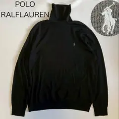 【ポロラルフローレン】クルーネック　ニット　セーター　ポニー刺繍　黒　XXL