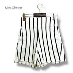 リシェグラマー ショートパンツ M 白黒 ストライプ ハイウエスト